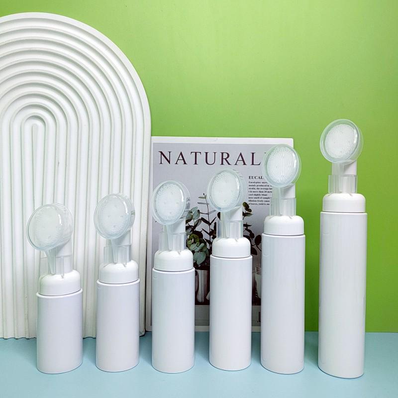 White Foaming Bottle for Eyelash Mousse, Toothpaste, or Facial Cleanser - Available In 30ml and 60ml with Press-to-Foam Dispenser and Brush.