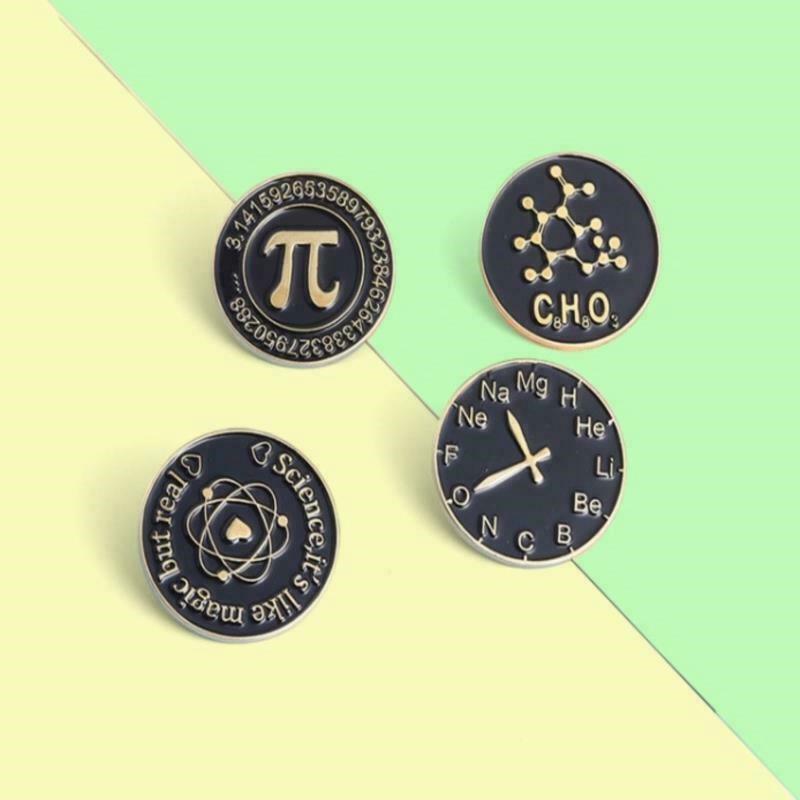 3cm For Teachers Student Black Letter Symbol Brooches Pin Periodic  Table