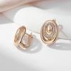 Kinel White Zircon Round Pocket Earrings For Women Rose Gold Color Vintage Earrings Fine Jewelry