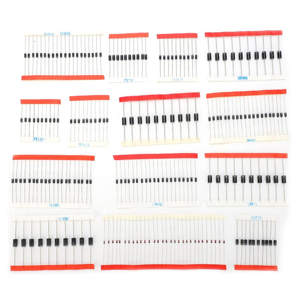 200Pcs Diode Assorted Kit 14 Kinds Electronic Components Package Silver Alloy Industrial Supply