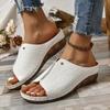 Women's Snakeskin Pattern Sandals Platform Slip On Soft Sole Casual Seaside Slides Low Wedge Vacation Slides
