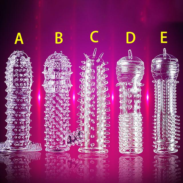 Penis Sleeve Reusable Condoms Sex Toys for Men Delay Ejaculation G Spot Stimulation Safer Contraception Cock Ring Extender