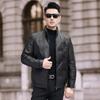 Winter New Men's Leather Down Jacket, Sheepskin Jacket, Short Leather Jacket, Simple Stand-up Collar Leather Jacket