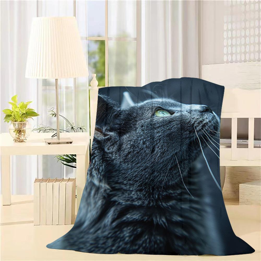 Cute Pet Cute Cat Blanket Fun Kitten Soft Flannel Blanket Modern Suitable for Home Air Conditioner Blanket