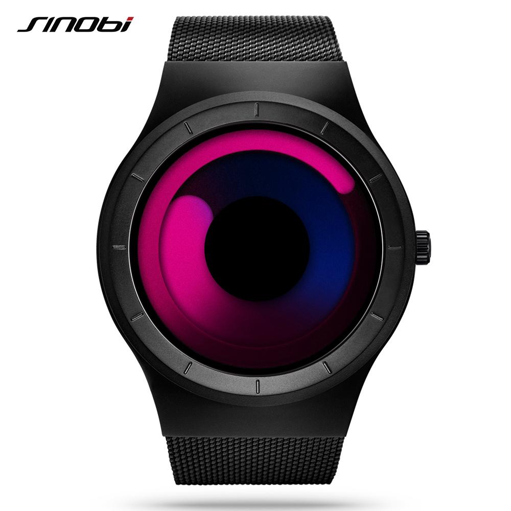 SINOBI Unique Vortex Concept Watch Men's High Quality 316L Stainless Steel Modern Trend Sport Man Quartz Wrist Watches