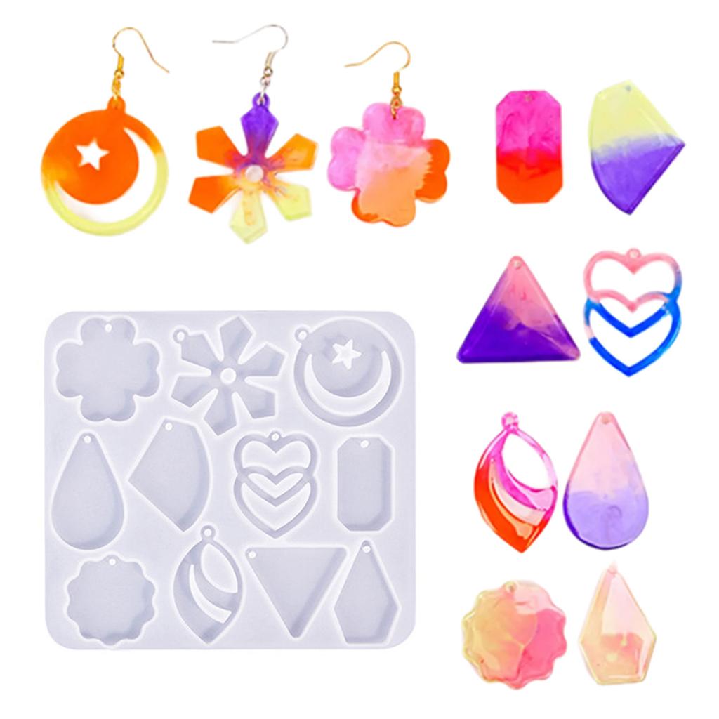 Geometric Earring Pendant Silicone Mold  Epoxy Resin Mould Handmade Jewelry Making Tool Necklace Keychain Craft