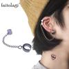 Punk Hip Pop Earrings Clip Tassel Chain Ear Bone Clip Dangle Earring Fake Piercing Ear Cuff Earrings
