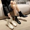 2024 Autumn/Winter Women's Elastic Slimming Chunky Heel Ankle Boots with Square Toe & Back Zipper