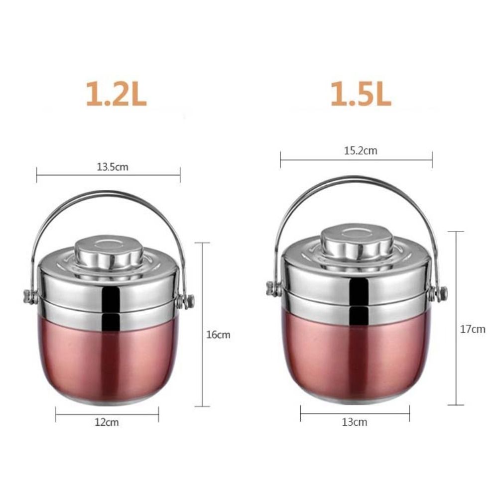 2 Layer Insulated Lunch Box 1200/1500ML Thermos Soup Jar Portable Thermal Food Container  School