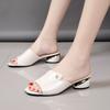 Mid-heel Women Slippers Outdoor Comfortable Mother Shoes Summer Soft Women Sandals PU Leather Thick Heel Women Footwear