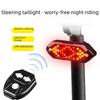 USB Rechargeable LED Bicycle Tail Light with Remote, Turn Signals, and Horn - Waterproof for Night Riding