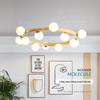 "Nordic Magic Beans Solid Wood Chandelier - Creative Artistic Molecular Lamp for Living Room, Bedroom, or Restaurant"