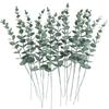 Flocked Eucalyptus Artificial Flower Arrangement - Gold, Silver, White, Black, Frosted Green Hanging Decor