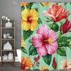 Colorful Flower Shower Curtain, Bathroom Decorative Shower Curtain, Waterproof Shower Curtain with Hooks