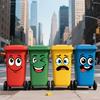 4pcs Cartoon Face PVC Self-Adhesive Stickers,Glossy & Removable Multi-Scene Indoor/Outdoor Use for Trash Can,toilet Sticker