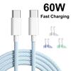 60W 6A USB Type C To Type C Cable Data Line For Iphone 15 16 Samsung Fast Charging USB C To C Cable Type C Data Charger