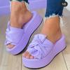 Womens Sandal Thick Bottom Casual Shoes Ladies Leisure Summer Bow-knot Wedges Sandals Women Platform Slipper Large Size 35~43