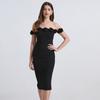 Summer Women 3D Flower Sexy Slash Neck Evening Party Slim Bodycon Pencil Dresses
