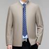 Spring and Autumn New Business Casual Men's Stand Collar Jacket Middle-aged Loose Dad's Large Size Jacket Thin Top