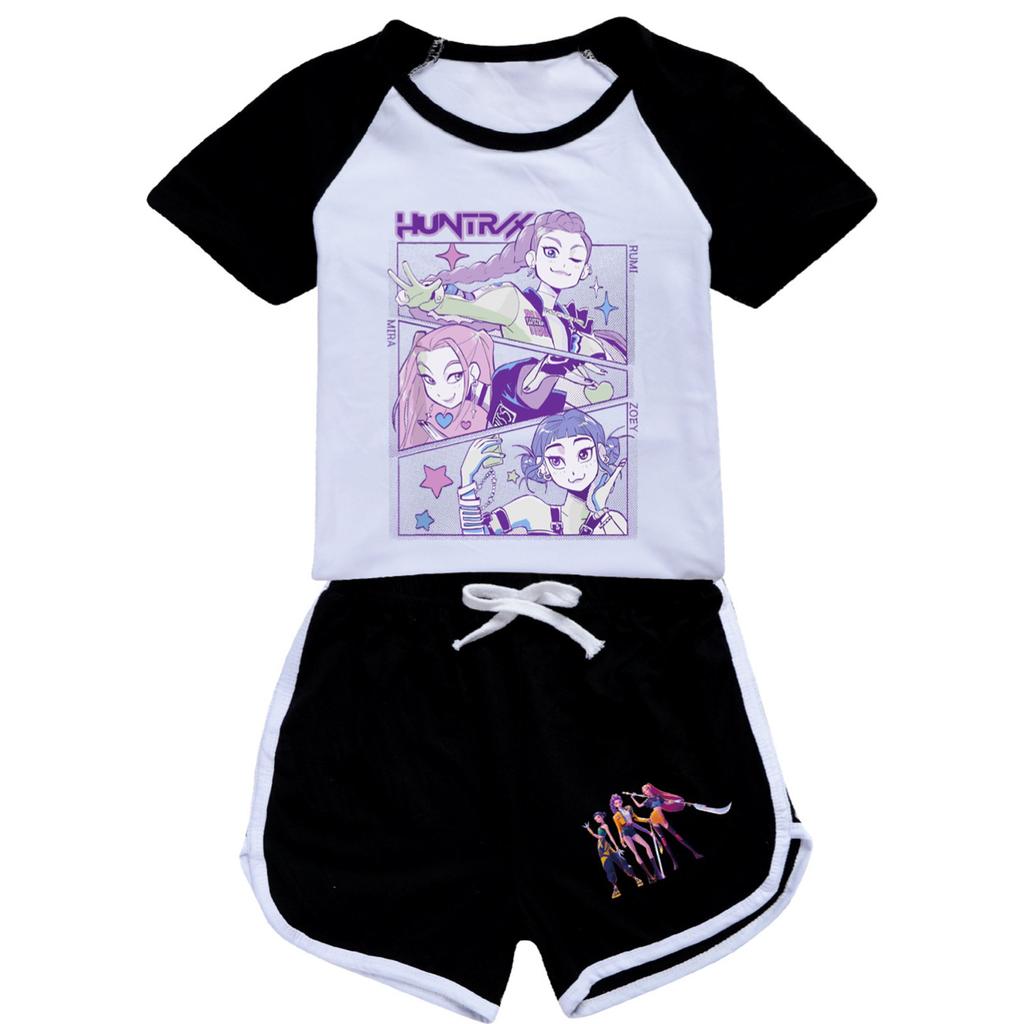 Kids Summer Sport T-Shirt And Shorts 2 Piece Outfit Tracksuit Set Short Sleeve Print Crop Tops With Clothing Set