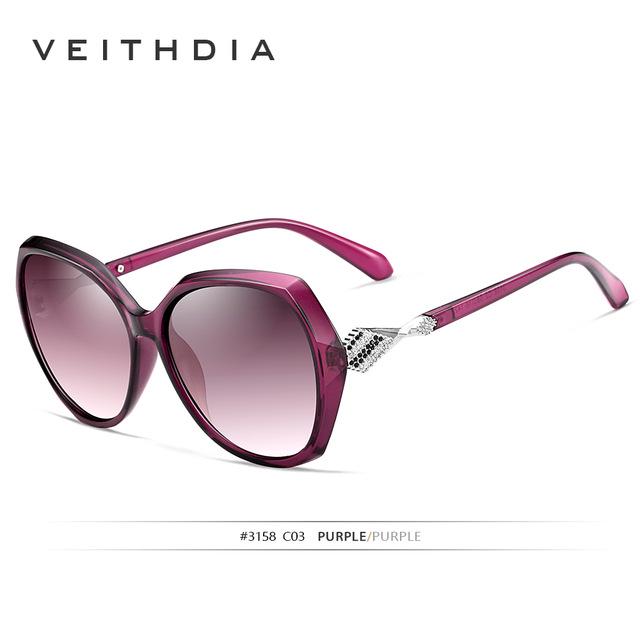 VEITHDIA женские солнцезащитные очки с поляризованными градиентными линзами, роскошные женские дизайнерские солнцезащитные очки, аксессуары для очков для женщин 3158
