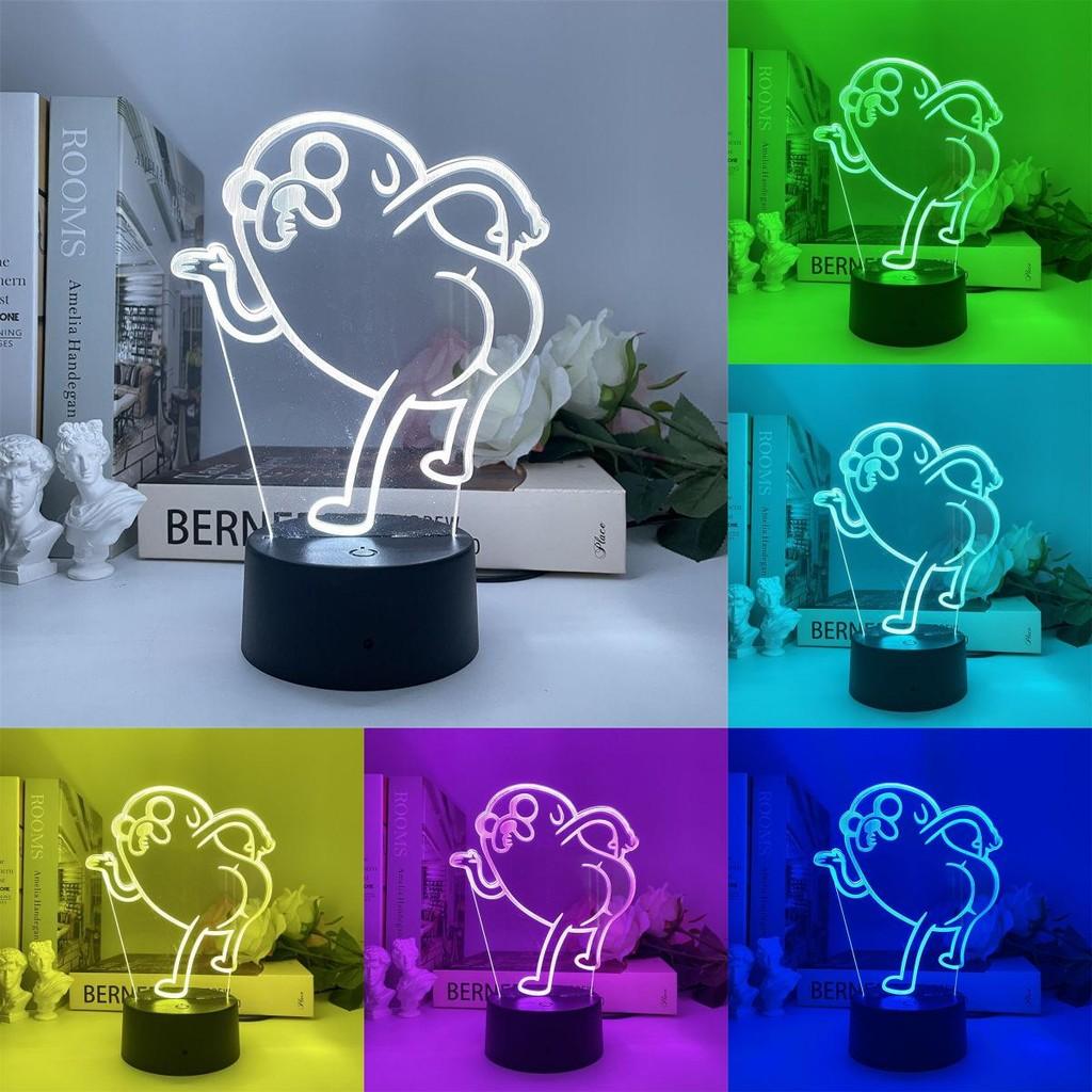Jake Adventure Time The Dog Bend Over Figure 3d Night Light Acrylic Panel Base