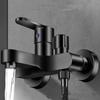 Black/Silver Brass Bathroom Shower Faucets Wall Mounted Hot Cold Water Dual Spout Mixer Tap For Bathroom Splitter