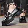 Fashion Black Men's Loafers Fashionable Tassel Design Style Party Outdoor Wedding Leisure Business Walking Men's Thick Soled Shoes