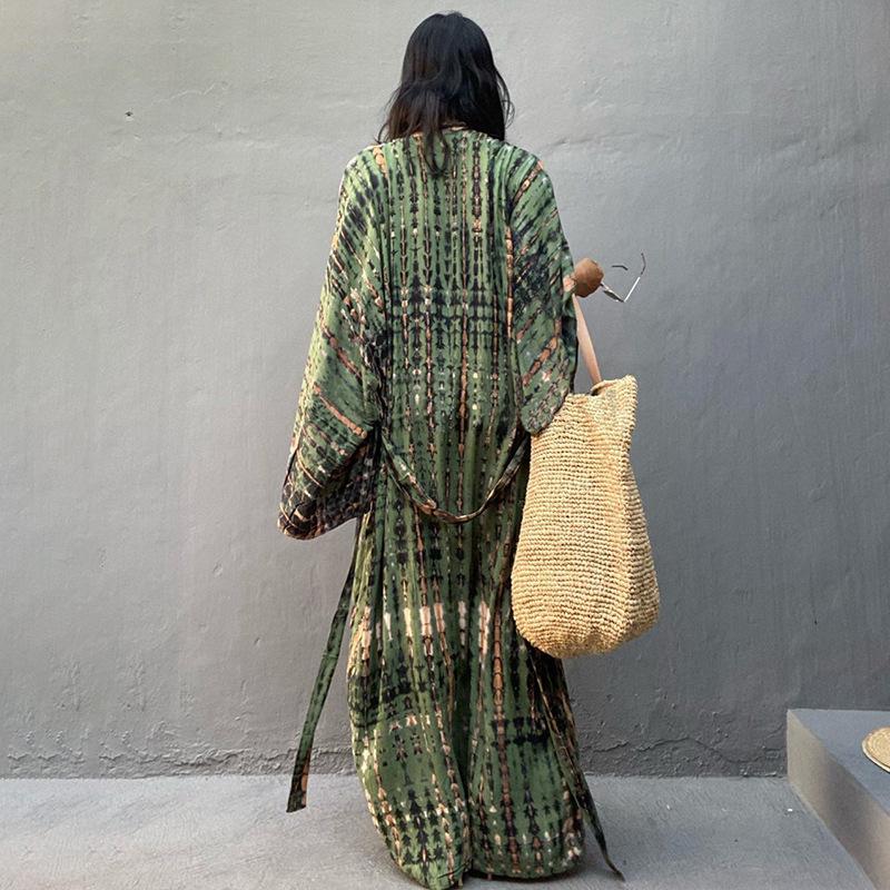 European-American Cotton Print Sun Protection Shirt & Bikini Cover-Up