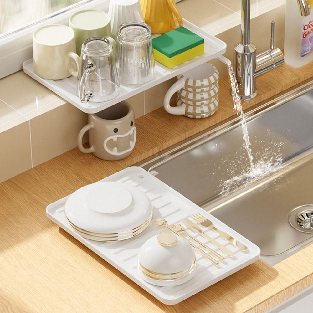 Large Size Kitchen Storage Rack Plastic Self-draining Sink Shelf Soap Basket Bowls/Chopsticks