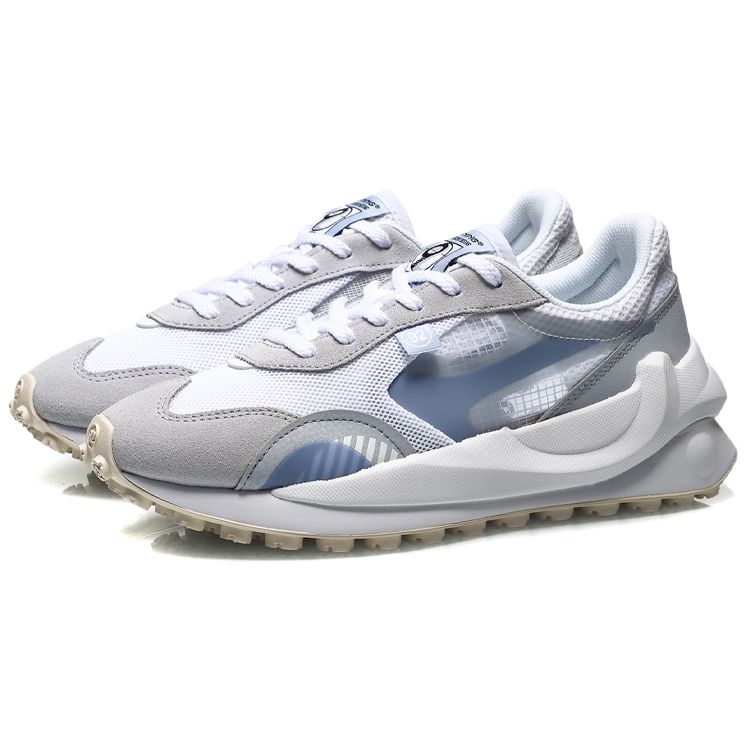 Li Ning Fang Yuan Shock Absorbing Non-Slip Durable Lightweight Low-Top Running Shoes Women Sneaker White Light-Blue AGCR034-2