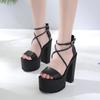 Platform Shoes For Summer Extreme High Heels Sandals Open Toe Fashion Buckle Block Heels Punk Black