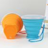 Silicone Foldable Water Cup with Lanyard Wide-Mouth Design Leak-Proof Portable Water Bottle with Transparent Cap