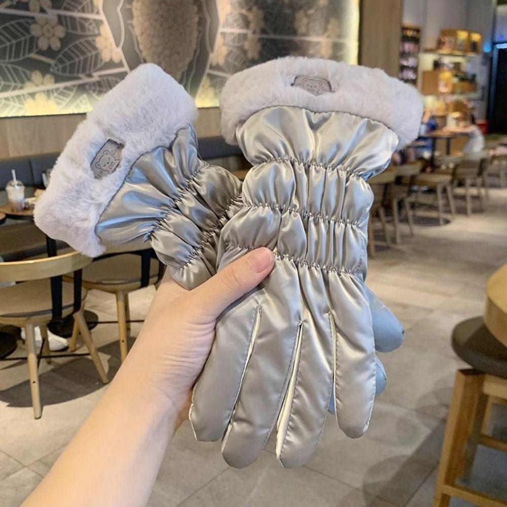 Breathable Little Bear Padded Gloves Warm Bicycle Gloves Women