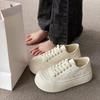 Xiaoxiangfeng Low-top Canvas Shoes Women's Spring 2025 New Lace-up Round Head Thick Sole Comfortable Versatile Single Shoes Trendy Shoes