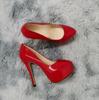 Women High Heels Pumps 14cm Round Toe Stilettos Talon Femme Sexy Ladies Red Wedding Shoes Black Platform Heels Big Size 44