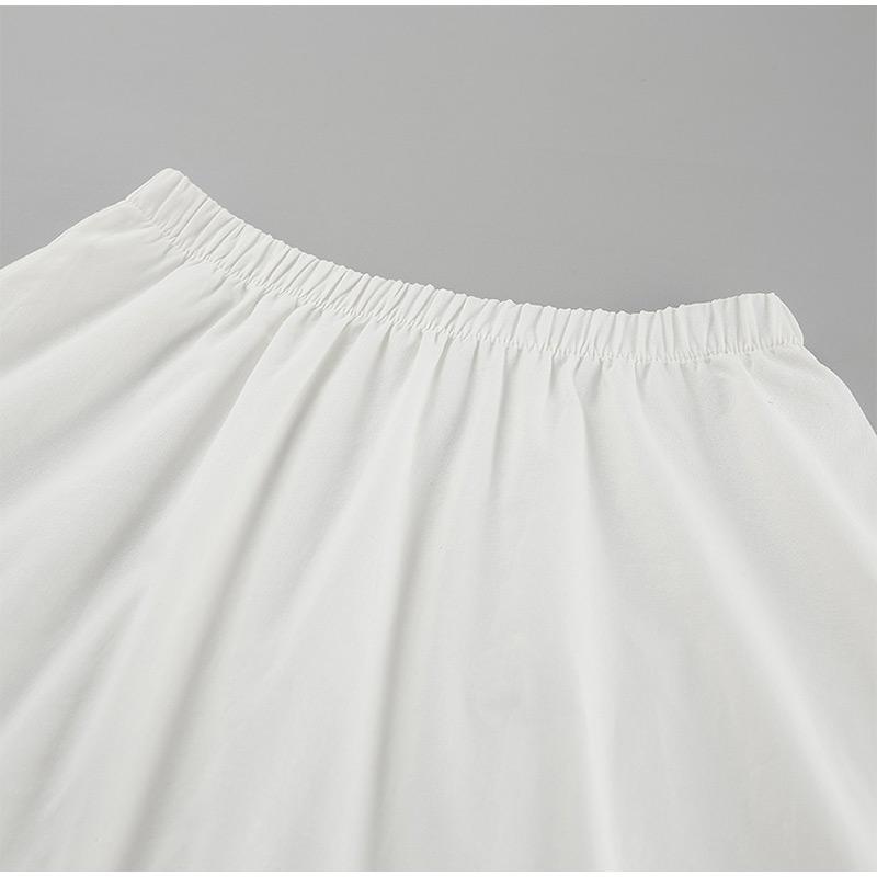 Summer Lace White Cotton and Linen Women's Suit Holiday Beach Suspender Square Neck Short Top + Mid Skirt Two-piece Set