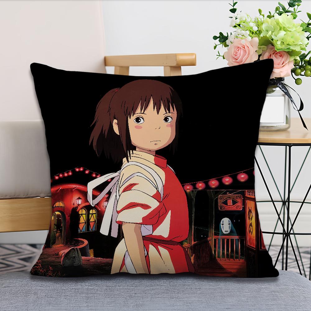 A-Away S-Spirited Cushion Cover Anime Film Soft Comfortable Pillow Case for Sofa Living Room Home Office Decor Protective Covers