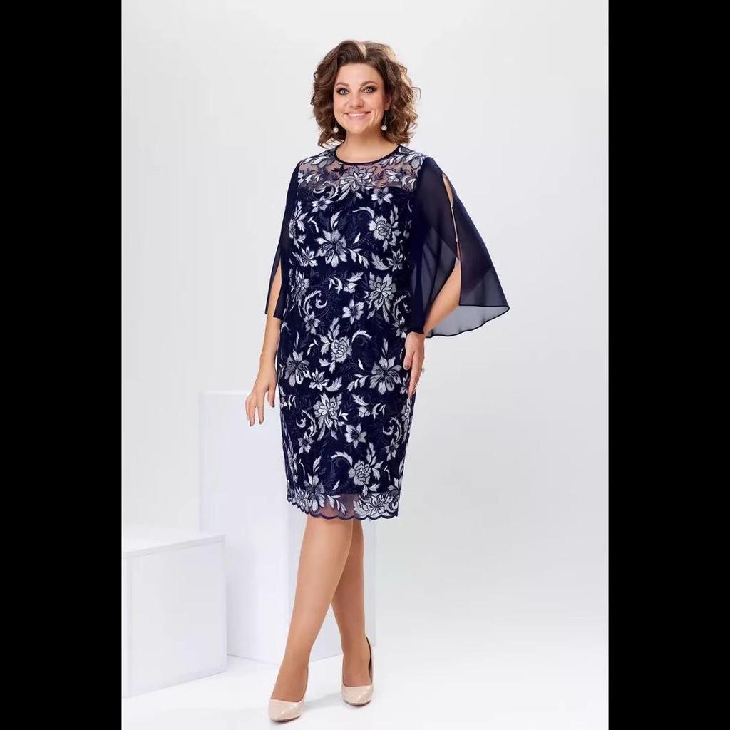 Европейское и американское летнее платье 2025 года с круглым вырезом и принтом