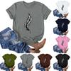 Women's Fashion Casual Printed Round Neck Pullover Short Sleeve T-Shirt Top