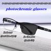 Temperament Photochromic Myopia Glasses Men's Half-frame Business Glasses Can Be Equipped with Anti-blue Light Glasses 0~-6.0