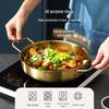 Korean 0.8mm Thickened Stainless Steel Hot Pot: Golden Flat Bottom for Seafood, Army Stew & Vegetables with Double Ear Design.