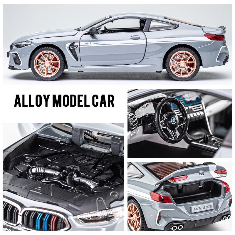 1:24 Scale M8 Model Car, Zinc Alloy Pull Back Toy Car with Sound and Light for Kids Boy Girl