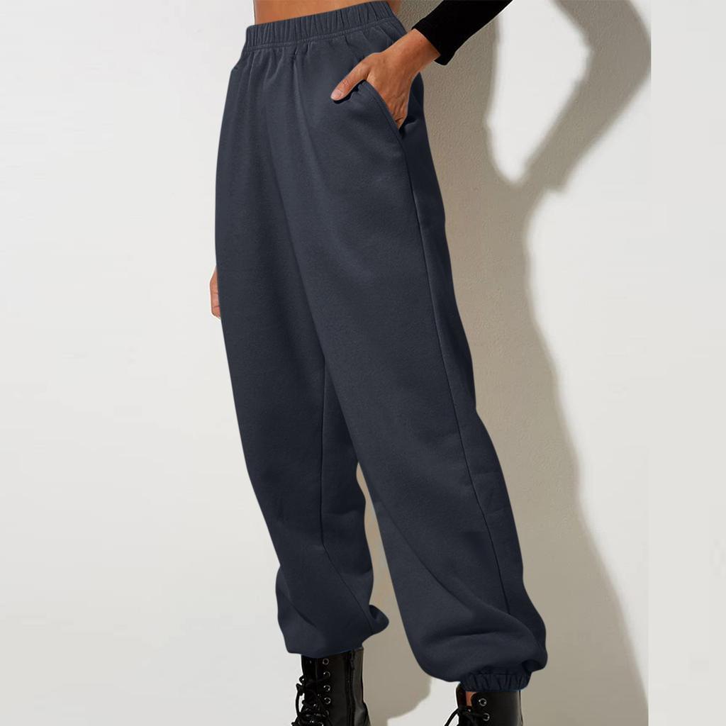 Women's Fashion Sport Solid Color Pocket Casual Sweatpants Pants