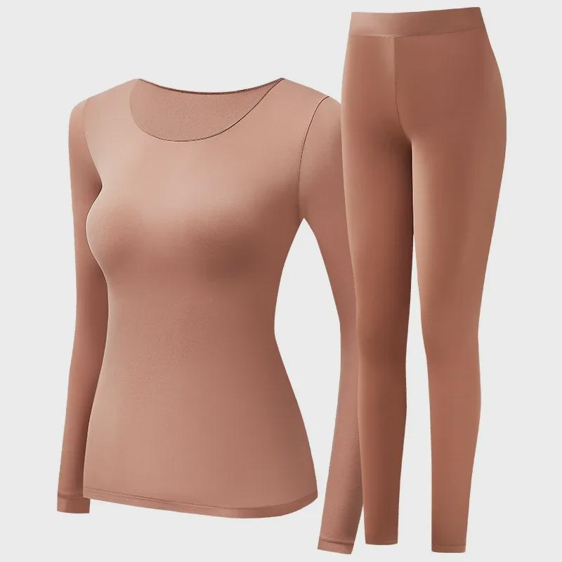 Women's Seamless Long Sleeve Thermal Set with Hyaluronic Acid for Autumn