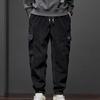 Fall Winter Men Cargo Pants Loose Drawstring Elastic Waist Plus Size Joggers Thickened