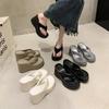 Women's 2025 Summer Platform Toe-Post Sandals - High-Heeled Korean Style Flip-Flops