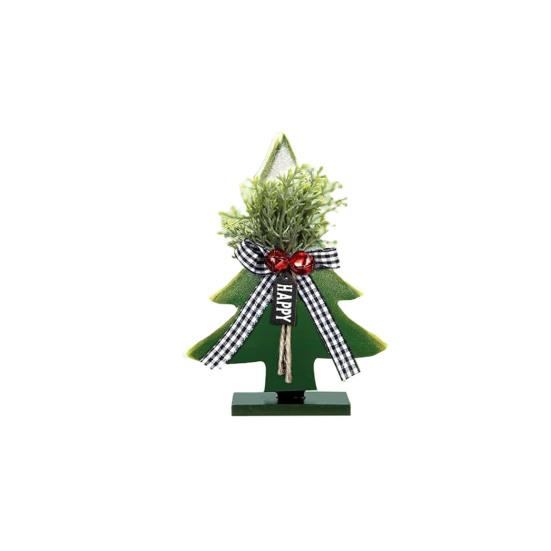 Wooden Christmas Tree Decor 5-10 Inch Farmhouse Table Centerpiece with Bell Ornaments Rustic Holiday Display for Mantel And Dining Table