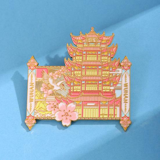 Магнит на холодильник с желтой башней «Журавли» 3D, достопримечательность Уханя, здание в китайском стиле, магнит на холодильник