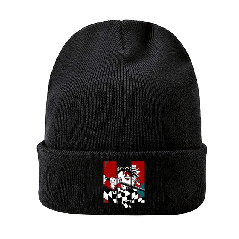 Knit Hat Demon Slayer Kimetsu No Yaiba Anime Winter Warm Beanie Caps Gonpachiro Kamanoko Unisex Women Casual Bonnet